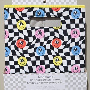 Teen Home 11" Multicolor Smiley Face & Checkerboard Knock Down Cubby Storage Bin